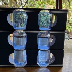 Set of 6 Blue glass double  wall hot or cold drinks
